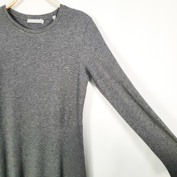 Vince Gray Asymmetric Long Sleeve Midi Dress – Size L – Soft Stretch Knit - Picture 8 of 10